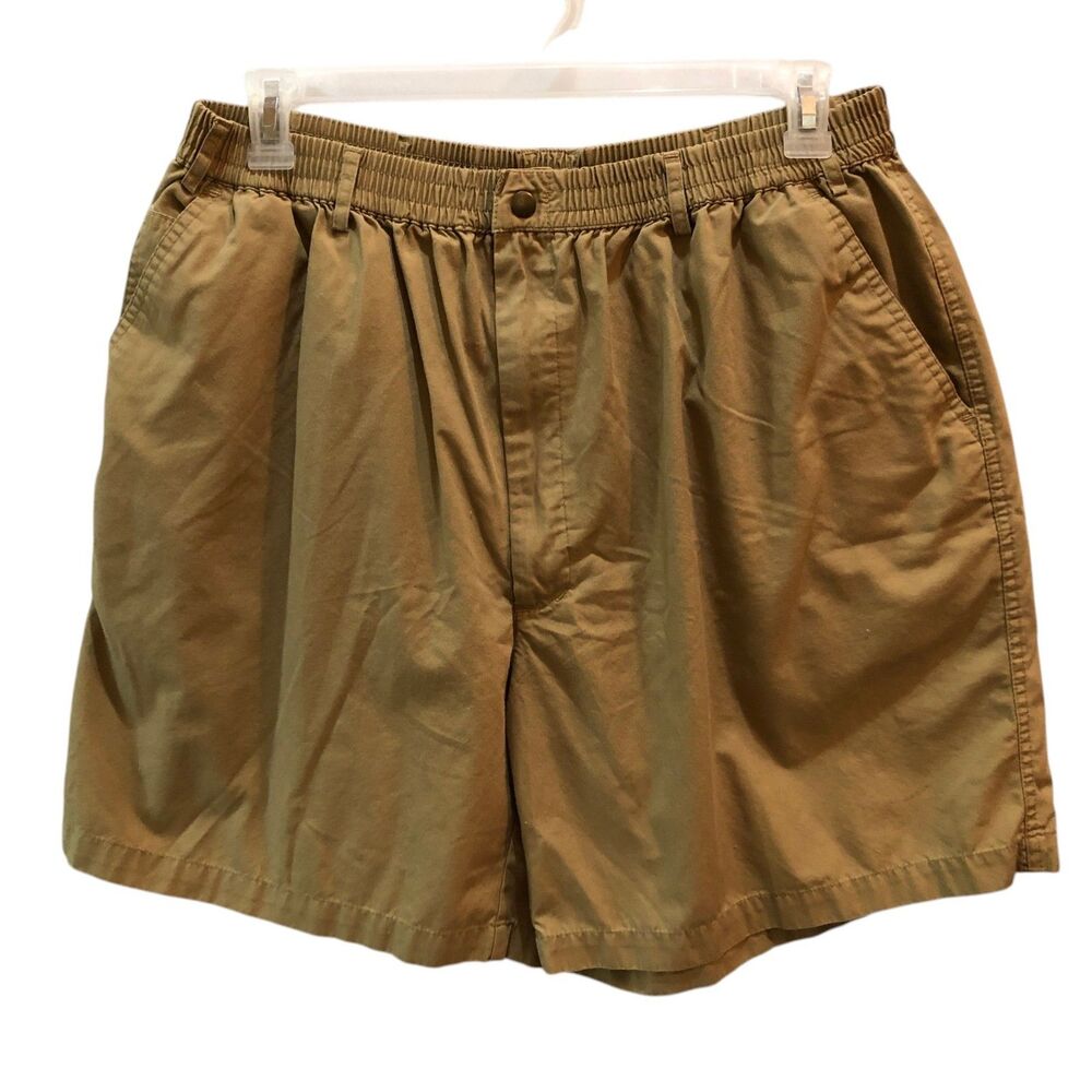 Haband Casual Joe Mens Size 46 Khaki Elastic Waist Cotton Shorts Style 027